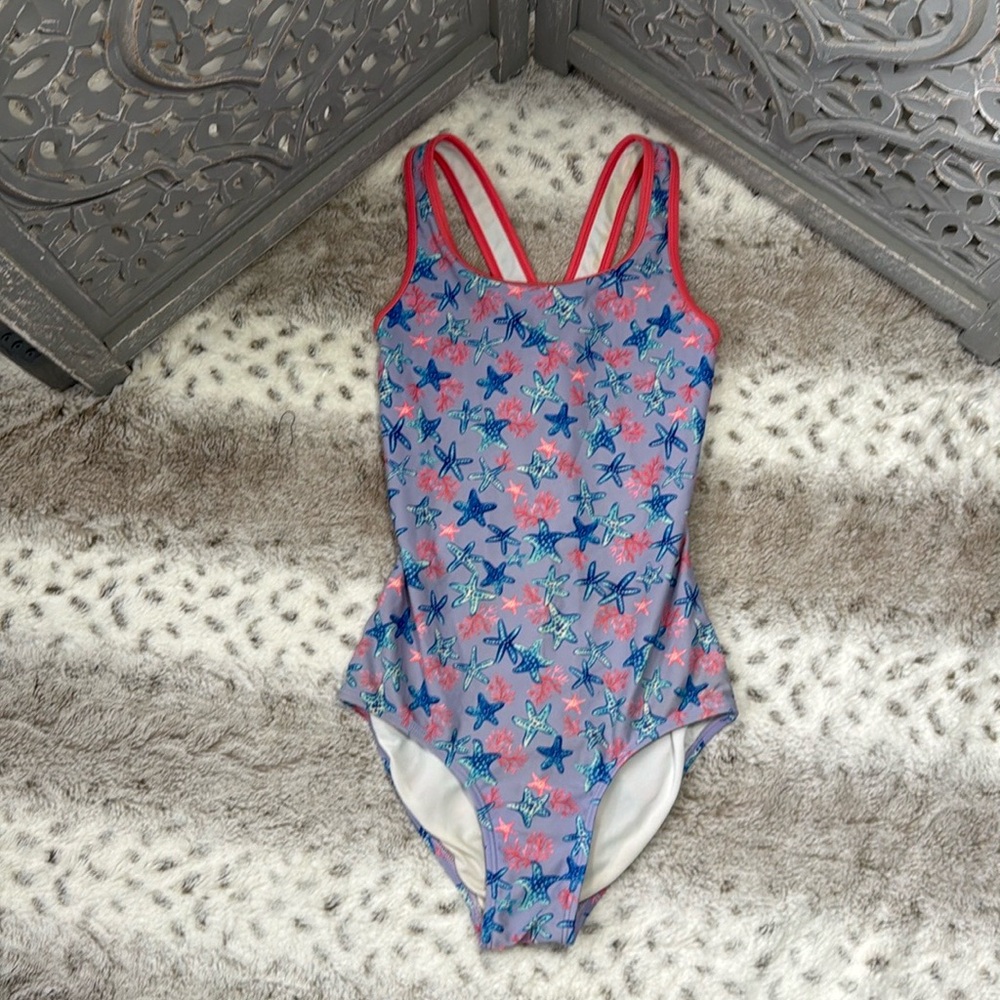 L.L. Bean starfish swimsuit girls size 12 tropical beach pool party island girl